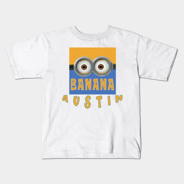 MINION BANANA USA AUSTIN Kids T-Shirt by LuckYA